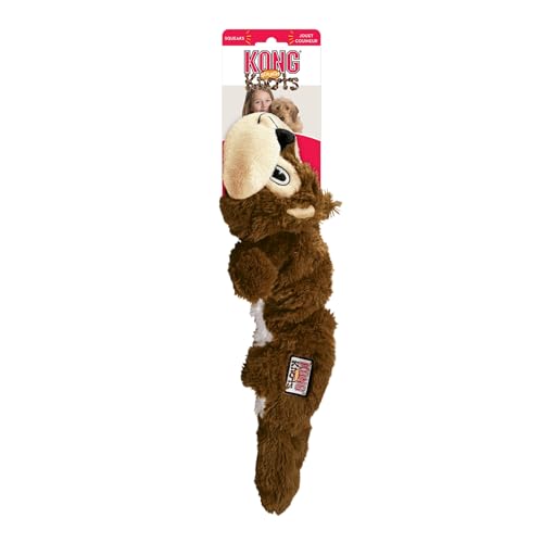 KONG – Scrunch Knots Squirrel – Innere Geknotete Seile und Minimale Füllung für Weniger Unordnung – Für Mittelgroße/Große Hunde