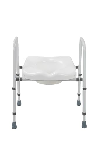 Angel Mobility Raised Toilet Seat and Frame.Height Width Adjustable Non-Slip Ferrules Toilet Surround Integral Armrests Push-Pin Adjustment No Tools Required Minimal Assembly Elderly Hip Surgery