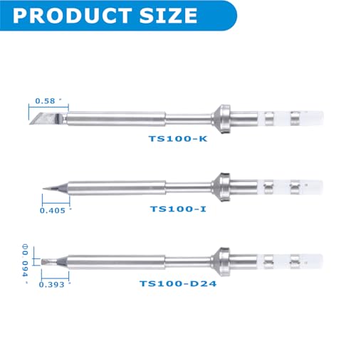 Image of 3PCS TS100 Soldering Tips Kit, Compatible with TS100|TS101| /PinecilV2|pine64 Soldering Iron-Includes TS-K,TS-I,TS-D24 Fast Heating