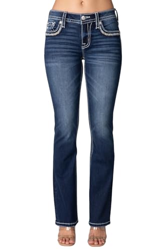 Miss Me Women's Silver Moonshine Faux Flap Pocket Mid-Rise Bootcut Jeans2