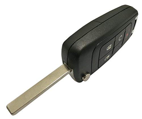 Key Fob Case Shell Fit for GMC Chevrolet Chevy Equinox Sonic Trax Terrain 4 Buttons Replacement Flip Folding Smart Car Key Fob Cover with Uncut Blade Blank (4 Buttons Key Fob Shell) - Thumbnail 3