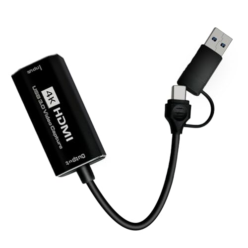 Criello Video Capture Card, 4K HDMI to USB/Type-C 1080P 60FPS Video Capture Adapter Device with YUY2(YUV), USB 3.0 Video Capture for Live Streaming Gaming Recording, Windows Mac OS System, Switch PS5