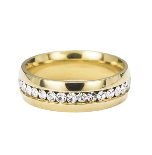 Gold Eternity Ring For Women Wedding Band Engagement Stacking Rings Statement Anniversary Ring Women Girls Men Unisex 6MM (V)