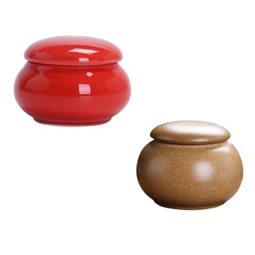 ABOOFAN 2piezas Botes Pequeños De Cerámica Esmaltada Para Té Tarros De Almacenaje De Cocina Con Cierre Hermético Para Té Frutas Secas y Colores Surtidos Mini