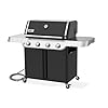 Weber Genesis E-415 Natural Gas Grill for Outdoor Cooking, 4 Burners, Black – Porcelain-Enameled Cast-Iron Grates & PureBlu Burners