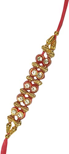Image of Purpledip Bhai Dooj Rakshabandhan Gift Set: Small Ganesha Statue, 1 Designer Rakhi, Roli Chawal Tika (rakhi73)