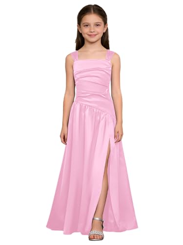 Robe de fête en soie plissée fille coupe trapèze et fente
