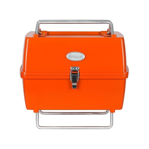 Barbacoa de carbón vegetal portátil para jardín, exterior, color naranja, 13 piezas