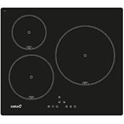 Vitrocerámica Cata 3 Fuegos Cata | Placa de Inducción | Modelo IB 6303 BK | 3 Zonas de Cocción | 9 Niveles de Potencia Regulables + Booster | Ancho de 59cm | Potencia de 7,1 W