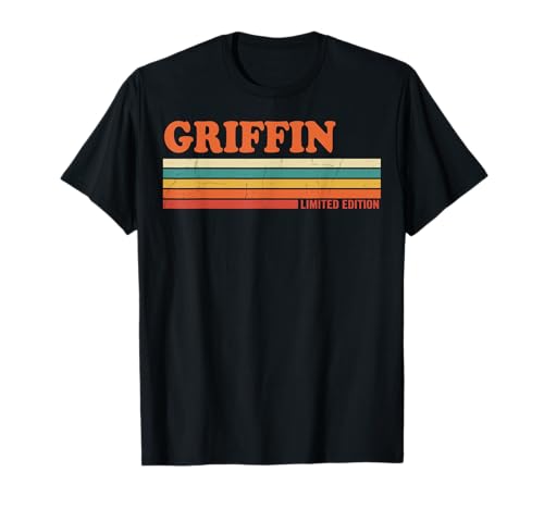 Griffin Rétro Personnalisé Prénom Vintage Rayures T-Shirt