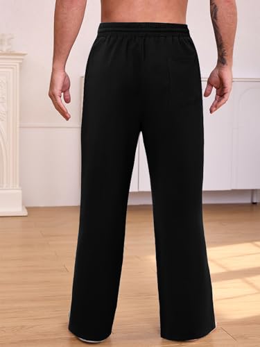 Men's Cotton Yoga Sweatpants Athletic Lounge Pants Open Bottom Casual Loose Sweat Pants for Men with Pockets 6
