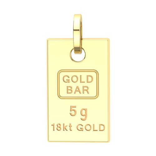 oro 18 karati (750) Lingotto Pendente Gioiello in oro 18 karati personalizzabile - da 5 o 10 grammi in oro bianco, giallo o rosa (5 grammi, Oro Giallo 18kt)