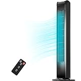 Uthfy Tower Fan for Bedroom, 120° Oscillating Standing Floor Bladeless Fans That Blow Cold Air with Remote, 3 Modes 3 Speeds, 7.5H Timer, for Indoor Living Room Office, 30 Inch, Black