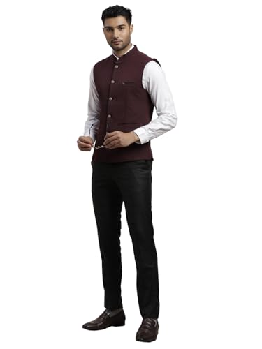 Image of Turtle Men Knitted Terylene Rayon Dobby Print Party Nehru Jacket