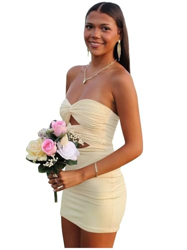 Bekvamlighet Teens Homecoming Dresses Short Satin Sheath Cocktail Dress Sexy Cutout Graduation Party Formal Gown