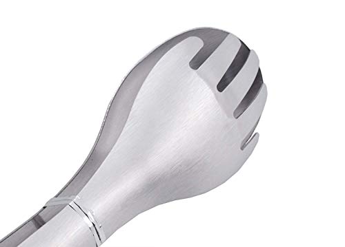 HINMAY Serving Tongs 8-Inch Stainless Steel Salad Tongs Fork and Spoon Tongs, Set of 4