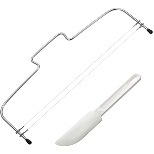 Westmark Back-Set, 2tlg., Tortenbodenteiler/Tortenschneider mit 2 gezahnten Schneiddrähten und Schaber/Kuchenlöser, Rostfreier Edelstahl, Kunststoff, Simplex-Duo, Silber, Weiß, 716022E7