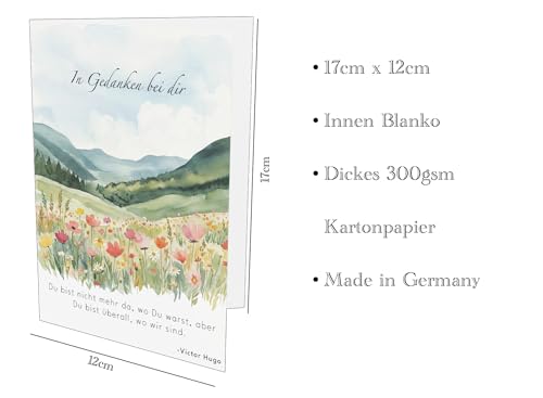 Trauerkarten Set 4 Stück – Einfühlsame Beileidskarten mit Sprüchen & Motiven – Große Premium Klappkarten 18 x 13 cm (4)