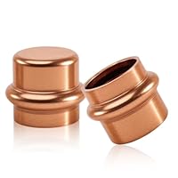 2 Stück Pressfitting Kupfer Stopfen, 22 mm Pressfitting Kappe, Press-Kappe für Trinkwasser & Heizungsanlagen, zum Verpressen V Kontur, Endkappe für Sanitär(Größe: V 22)