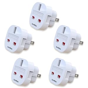 TechMax Pack of 5 UK to US Plug Adaptor Type G to Type A and B from UK to USA, Canada, Australia, Jamaica, Barbados…