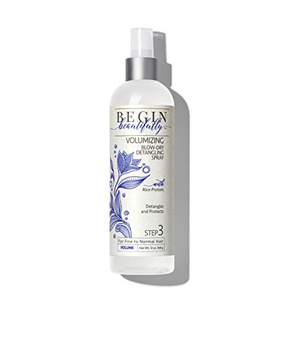 Begin Beautifully Volumizing Blow-Dry Detangler Spray - Leave In Spray for Natural and Curly Hair that is Gently Volumizes and Detangles Hair