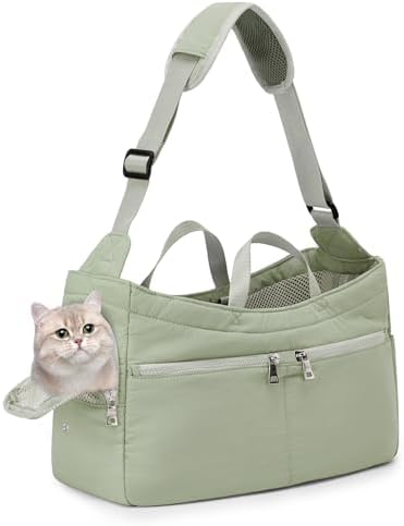 Pet Carrier Bag for Cats and Dogs – Soft Sided Small Portable Foldable Comfortable with Small Pet Cats Dogs Rabbits Fragrance Pigs Airline Approved, Up to 9 lbs, Green