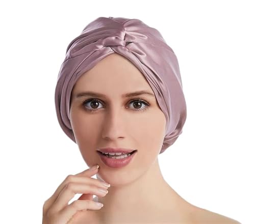 Bonnet de soie pour dormir turban en soie de mûrier double couche femme
