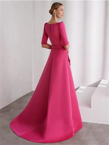 Satin V Neck Mother of The Bride Dresses for Wedding Long Half Sleeve A Line Wedding Guest Dresses for Women3