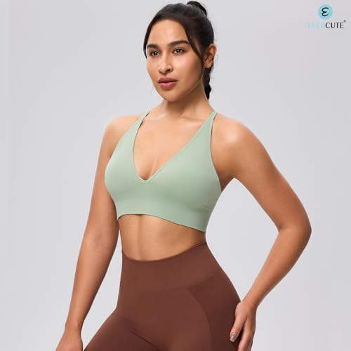 Image of Evercute Women's Sports Bras 3 /4 Pack Adjustable Deep V Neck Bras Wireless Spaghetti Strap Criss Cross Padded Low Support Bra
