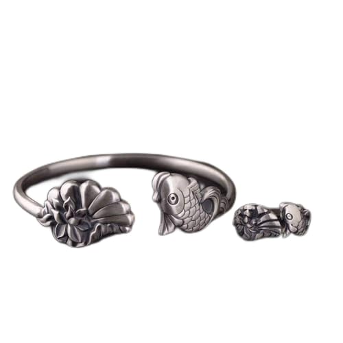 Parure bracelet en argent poisson S925, le cadeau vintage idéal pour femme