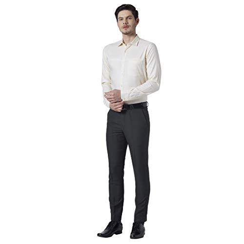 Image of Park Avenue Men's Cotton Blend Solid Pattern Slim Fit Narrow Collar Full Sleeve Formal Shirt