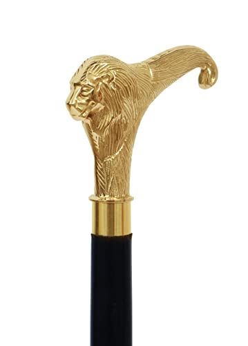 Humaira Nautical Solid Brass Lion Head Handle Wooden Walking Stick Cane Vintage Designer Handmade