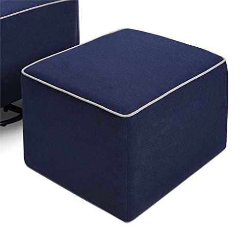 DaVinci Olive Upholstered Swivel Glider with Bonus Ottoman, Polyester in Navy with Grey Piping, Greenguard Gold & CertiPUR-US Certified