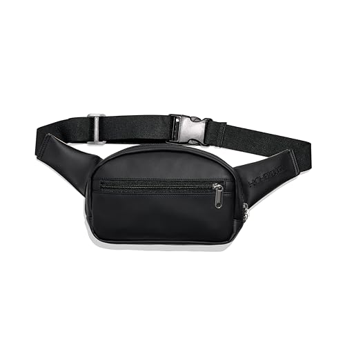 HigherDOSE EMF Blocking Black Fanny Pack - Vegan Leather Waist Bag for Women & Men - Shields Against Harmful Electromagnetic Waves - Includes Crossbody Strap & Adjustable Waistband