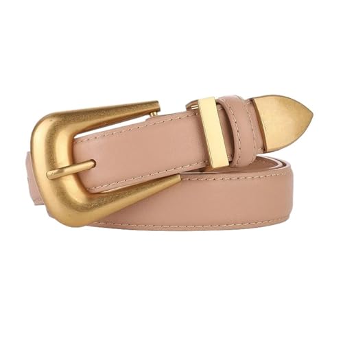 Genuine Leather Belt For Women Burgundy Leather With Gold Metal Buckle Casual Belts For Jeans Dresses