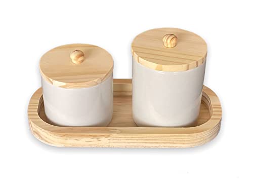 Kit Higiene Bebê Porcelana com Tampa e Bandeja pote para algodão e cotonete cod.02