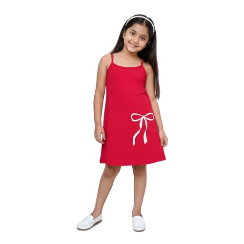 Image of YouGotPlanB Girls 100% Cotton A-Line Printed Dress | Above Knee Length Summer Frock | Soft & Breathable Casual Wear for Girls (Ages 3-14 Years)