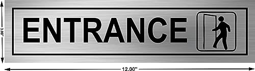 Image of Entrance Sign Board for Office, Hotel, Home, School, Hospital - Stainless Steel Wall Mount Plate Durable & Rustproof,Easy to Read, Professional Look, Indoor Use(12x3 Inch stainless steel)