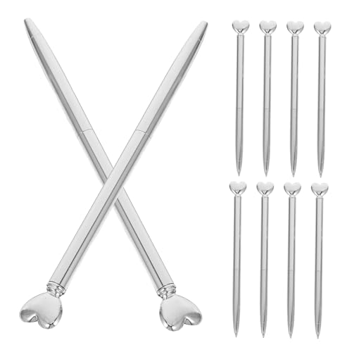 Bolígrafos de corazón SEWACC, pack de 10 bolígrafos retráctiles de metal para oficina