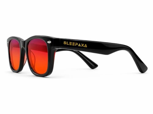 Image of Solstice Jet Black Amber Tinted Circadian Glasses for Nighttime Screen Use, Square Acetate Frame, 100% Blue Light Blocking, Patent-Pending Multi-Layered Technology, UV400, Unisex Medium