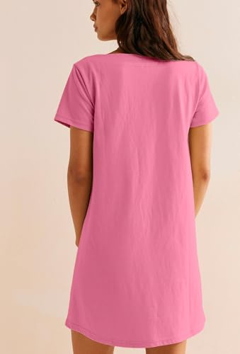 Image of AlvaQ Womens Solid Color Casual Summer Square Neck Short Sleeve Mini Dresses with Pockets