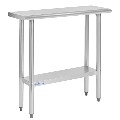 Hally Stainless Steel Table for Prep &amp; Work 14 x 36 Inches NSF Commercial