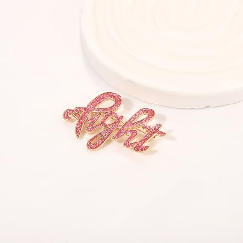 Image of Breast Cancer Awareness Pink Rhinestone Ribbon Pin - Faith Believe Women's Brooch, Survivor Lapel Pin for Cancer Month - Merchandise Accessories Decor
