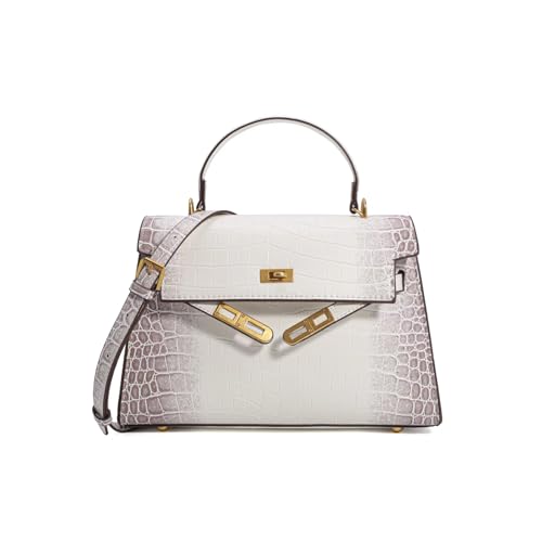 Womans handbag - Crossbody bag - Crocodile skin pattern - Top handle - Backpack - Commuting shoulder bag (Beige)