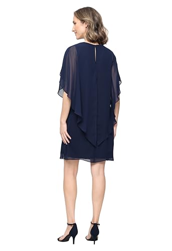 Image of S.L. Fashions Women's Capelet Cascade Sleeve Dress with Beaded Cutout Neckline, Special Occasion Dress