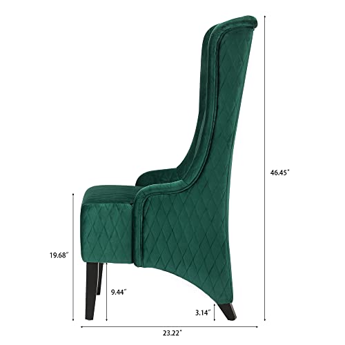 Morhome High Velvet Arm, Modern Accent 22" Wide Wing Back, Side, Fabric Wingback Chairs, Retro Green #TOP7