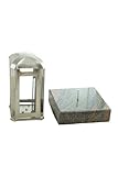 designgrab Grablampe Venezia Edelstahl mit Granitsockel naturgrau 13×13×24 cm – Kristallglas & Magnetverschluss Nero Impala