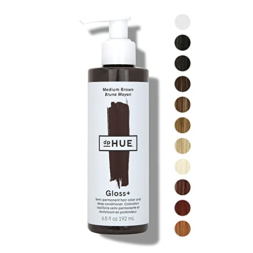 dpHUE Gloss+, Medium Brown – 6.5 oz – Semi-Permanent Hair Colour & Conditioner – Colour Boost with Healthy Shine – Deep Conditioning Treatment – No Peroxide, Ammonia or Mixing – Gluten Free, Vegan
