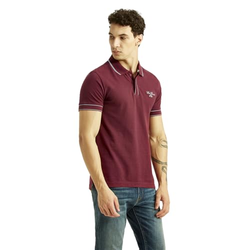 Image of Levi's Men's Brand Logo Maroon Slim Fit Polo T-Shirt