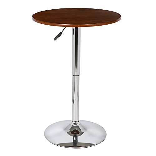 Armen Living Bentley Swivel Modern Pub Table with Wood Metal, 33-43